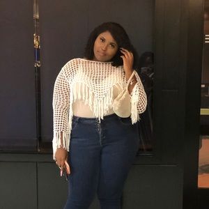 Netted shirt with fringe